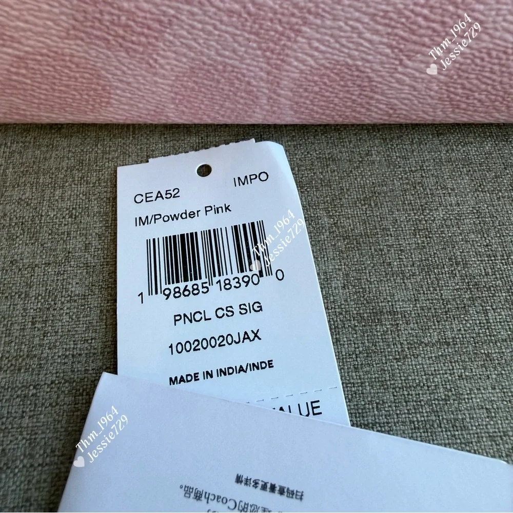 NWT！COACH PENCIL CASE IN SIGNATURE CANVAS (COACH CEA52) powder pink